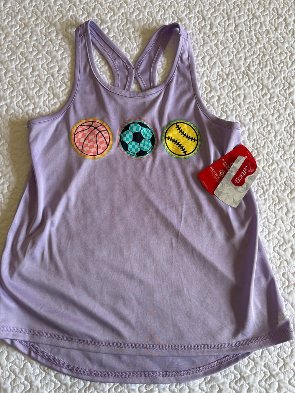 bcg Lavender Girls' Tank with Colorful Sports Patch Trio